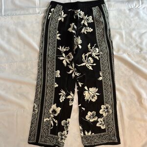 Floral Black and White Pants